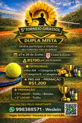 5º TORNEIO GIRASSOL DE TÊNIS - 5º TORNEIO GIRASSOL DE DUPLAS MISTA CAT  B.