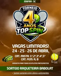 7- Open de tenis Top Spin Tennis Brasil Comemoração 4 anos