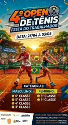 4º Open de Tênis FESTA DO TRABALHADOR 2026 - 4ª Classe
