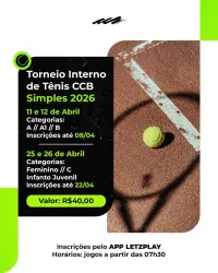 TORNEIO INTERNO DE TÊNIS CCB 2026 - SIMPLES  - CATEGORIA B