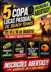 5° copa lucas pasqual de beach tennis premiação em dinheiro!! SUNSET (CACHOEIRINHA) - DUPLA FEMININA C