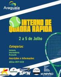 3° Kapão Têxtil e Química Interno de Tênis Quadra Rápida Araguaia - Intermediário