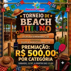 Torneio Julino PREMIAÇÃO R$ 500,00 - Dupla Masculina - INTERMEDIÁRIO Atletas das categorias C e B
