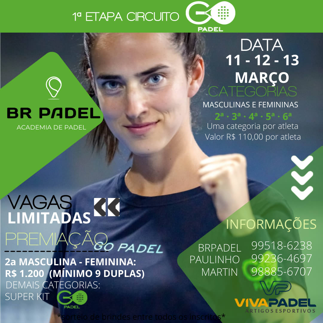 Informações do Torneio 1° ETAPA CIRCUITO GO PADEL - LetzPlay