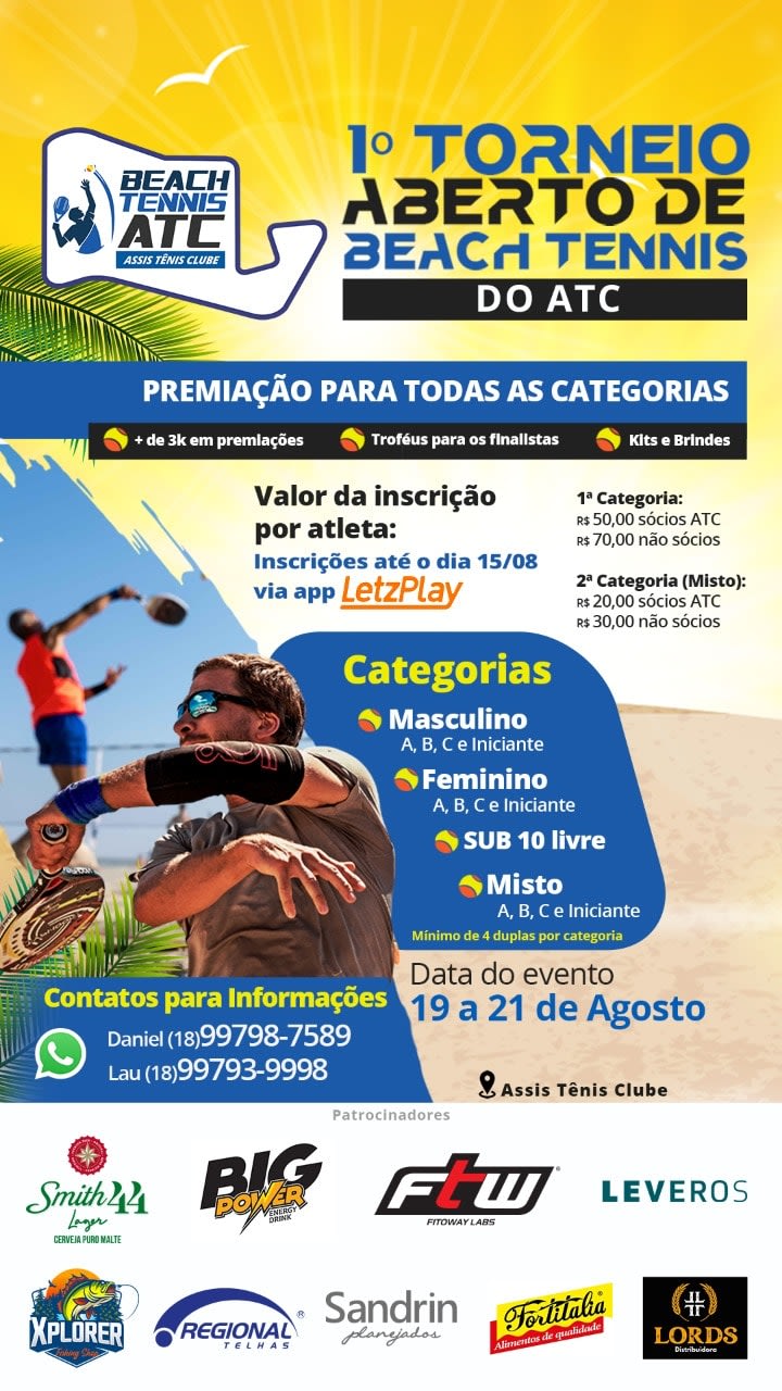 Informações do Torneio OPEN CENTER SPORT AABB PROMISSÃO DE BEACH TENNIS -  LetzPlay