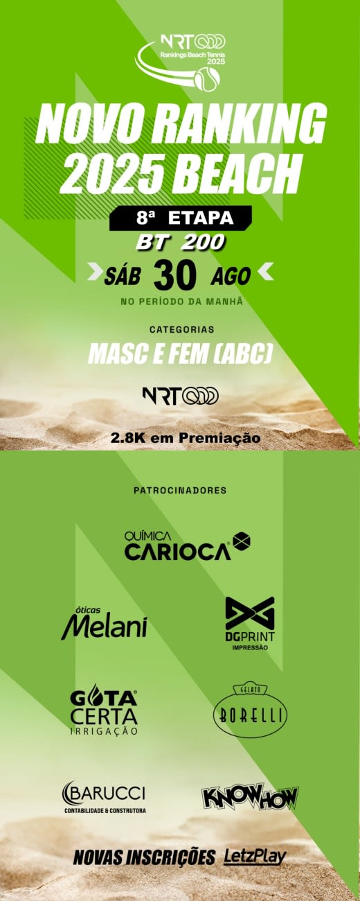 8a ETAPA RANKING - BT 200 - AGOSTO 2025 - BEACH TENNIS