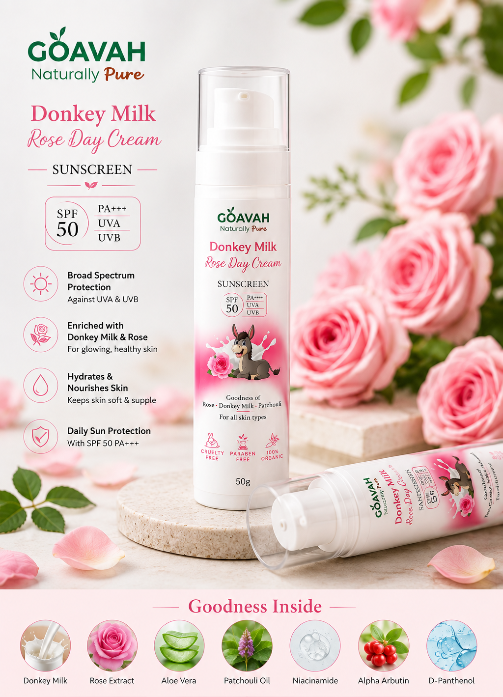 Donkey milk Rose sunscreen 2