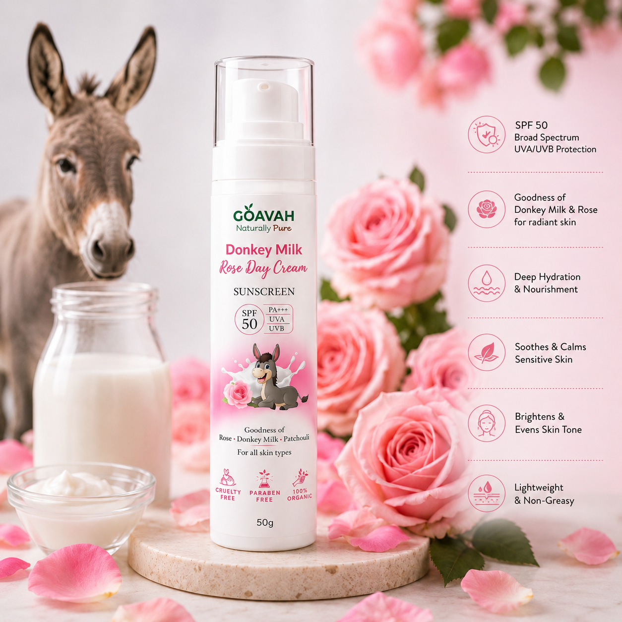 Donkey milk Rose sunscreen