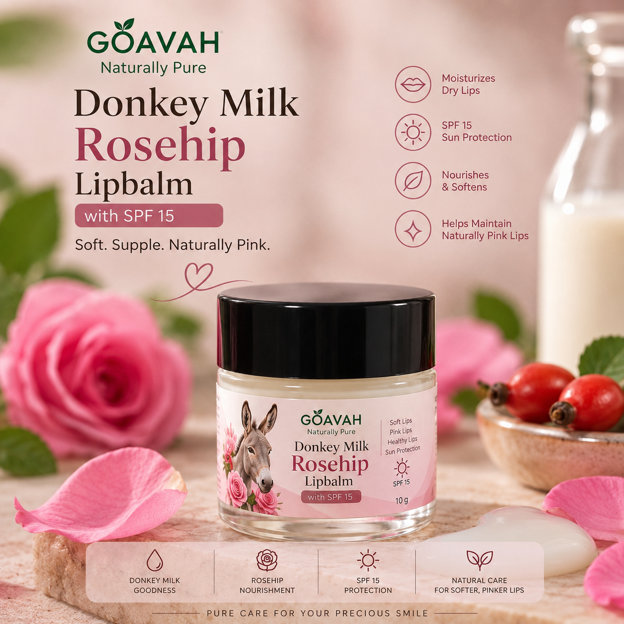Donkey milk rosehip Lipbalm spf 15