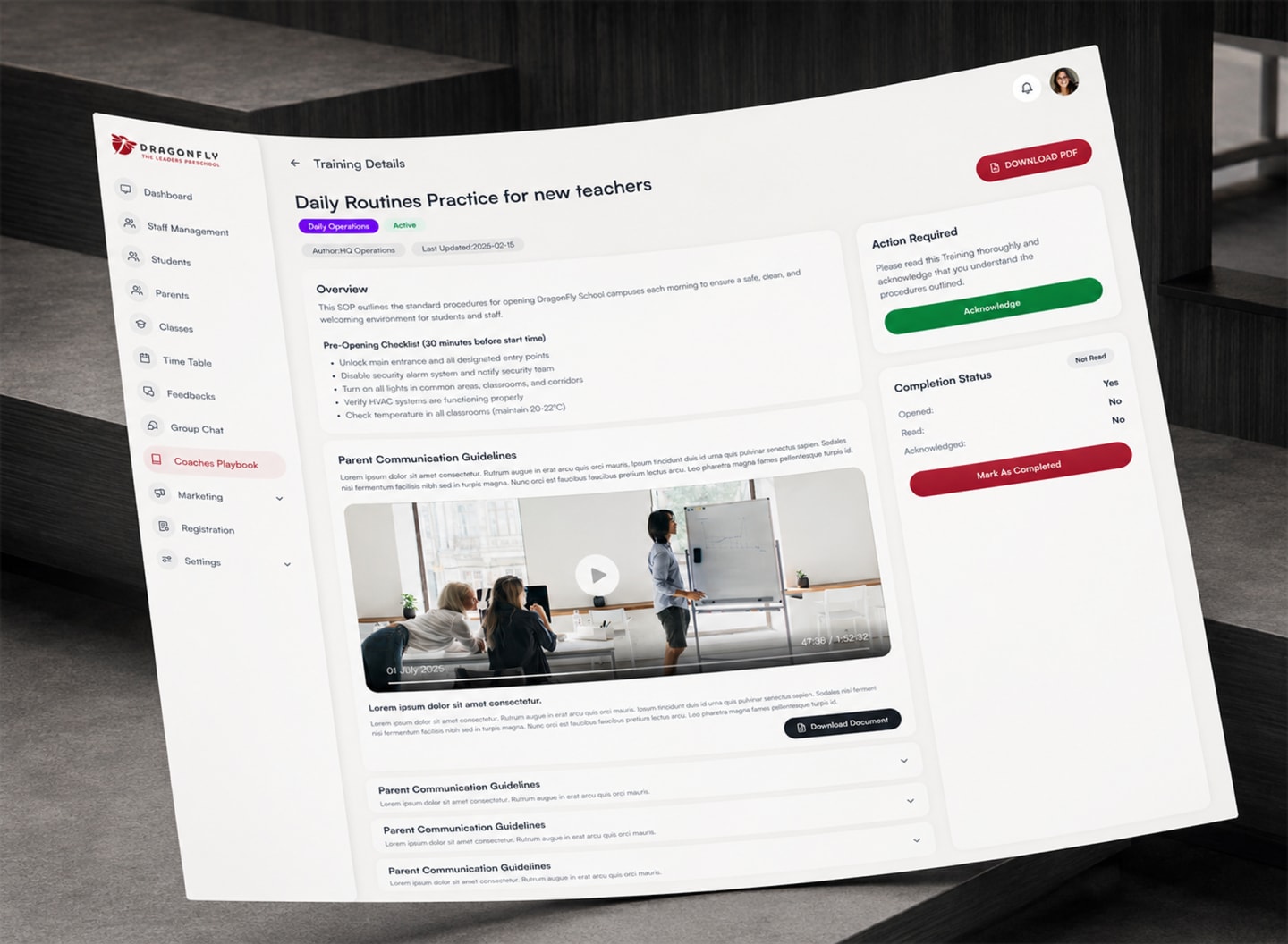 Dragonfly School Management Platform Interface 3