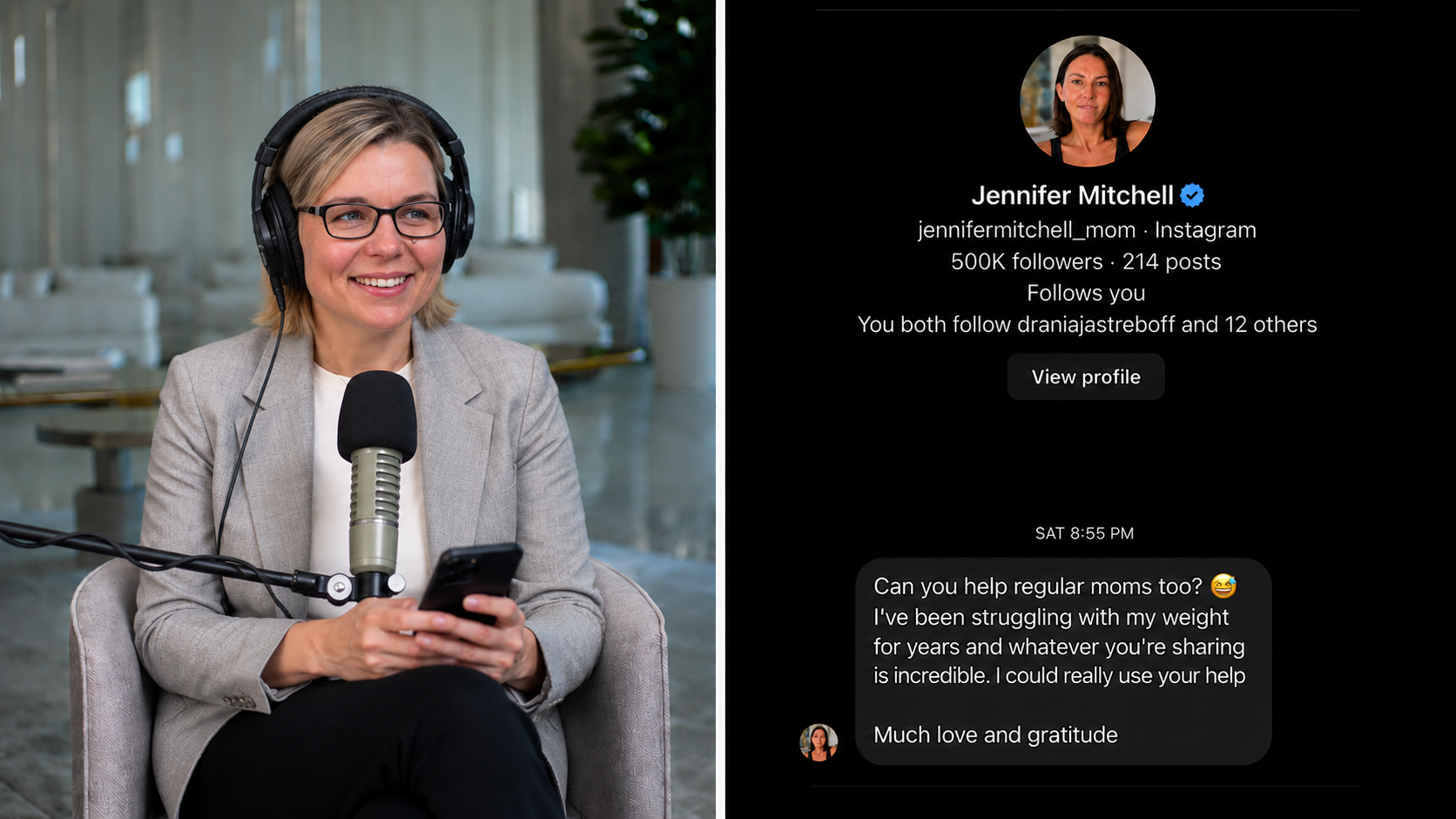 Jennifer's DM to Dr. Ania on Instagram