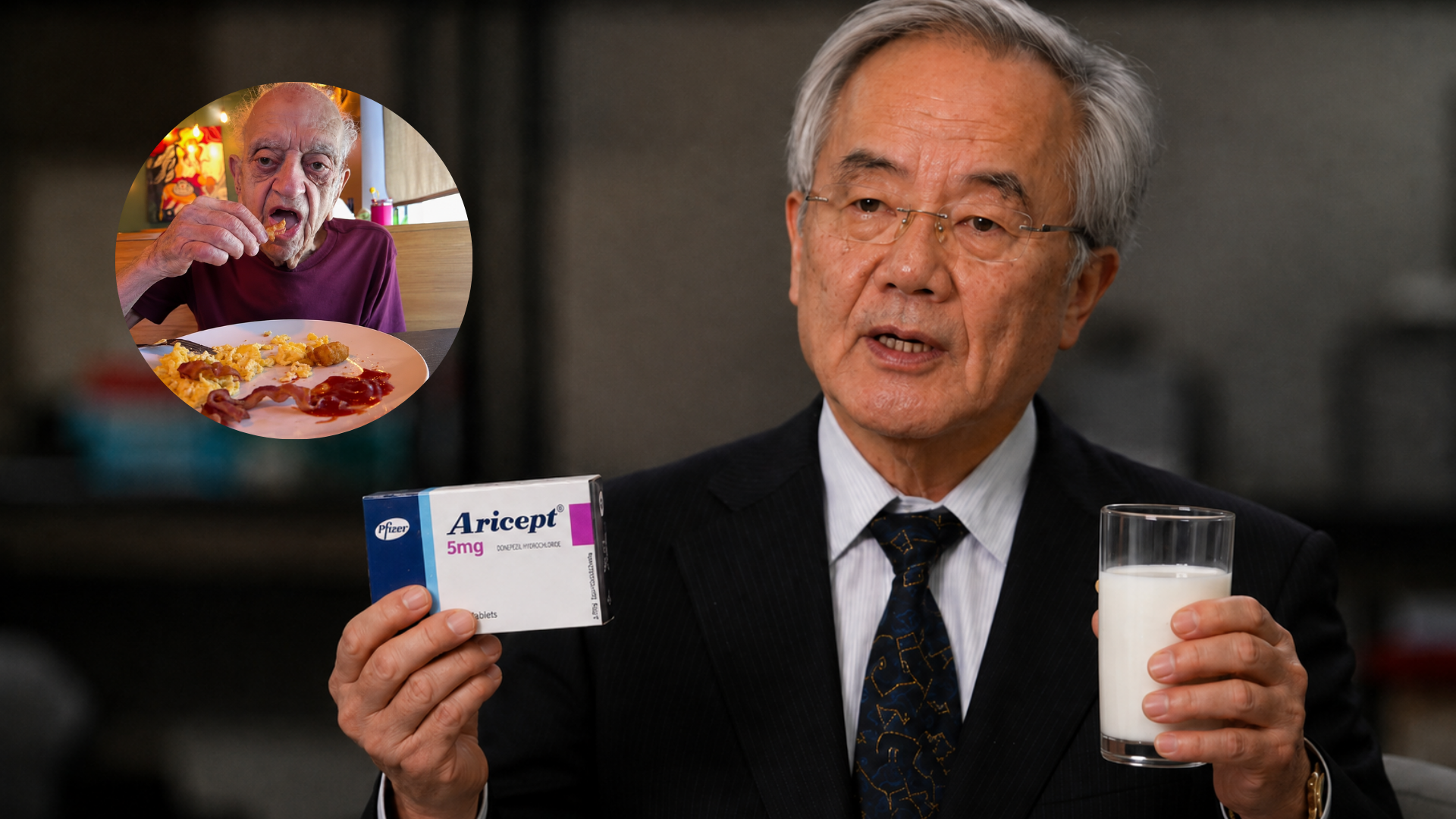 Dr. Ohsumi with everyday foods and medications