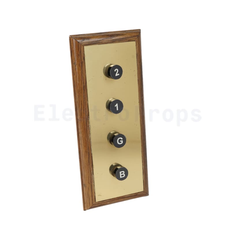 Wood and Brass Lift interior floor select Buttons