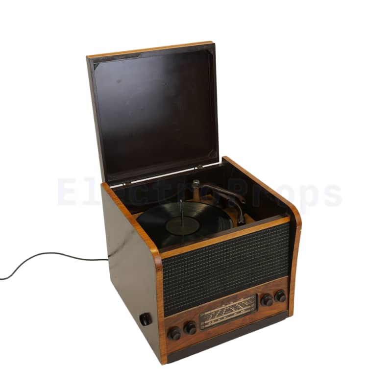 Vintage wooden Radio/Record Player (gramophone) with backlit tuning scale