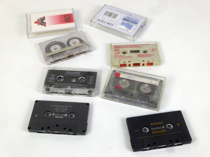 Assorted audio cassette tapes with cases