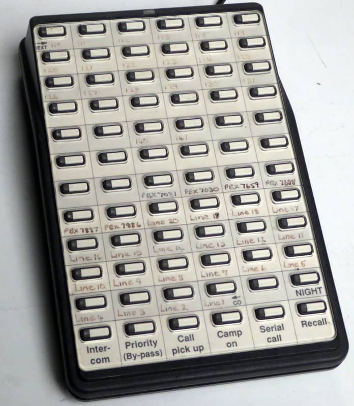 Internal telephone system speed dial button bank