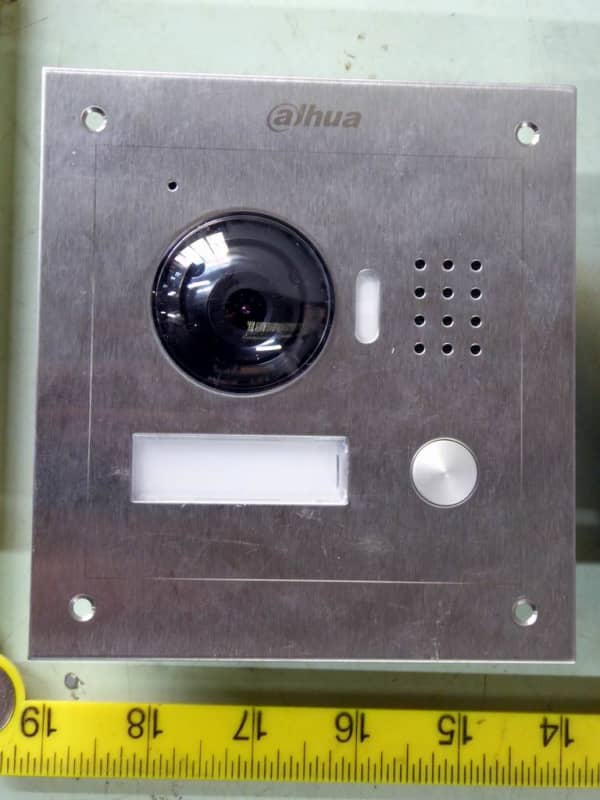 Modern brushed stainless steel video door entry call panels