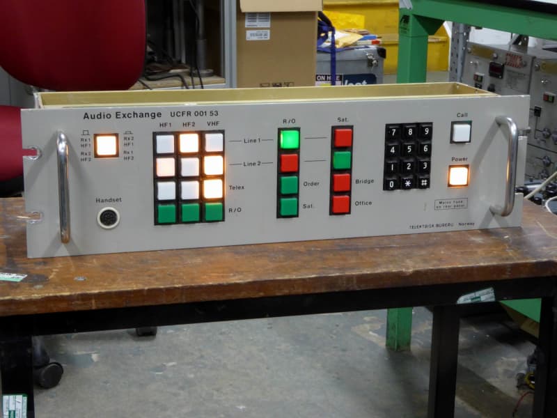 Audio Exchange practical panel with illuminated square buttons