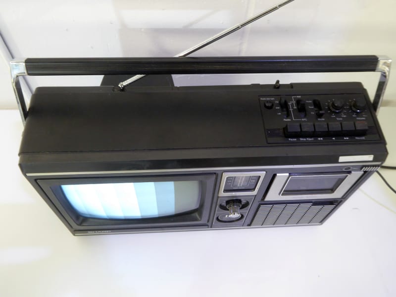 Practical 1980s portable TV/boom box/ghetto blaster, cassette recorder & radio