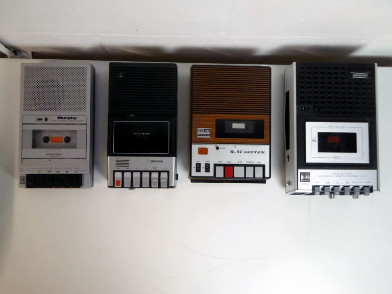 Assorted 1980s-1990s portable Cassette tape recorders