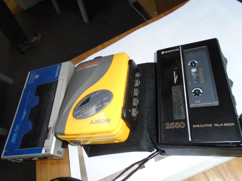 Selection of 1980s Walkman style portable cassette players