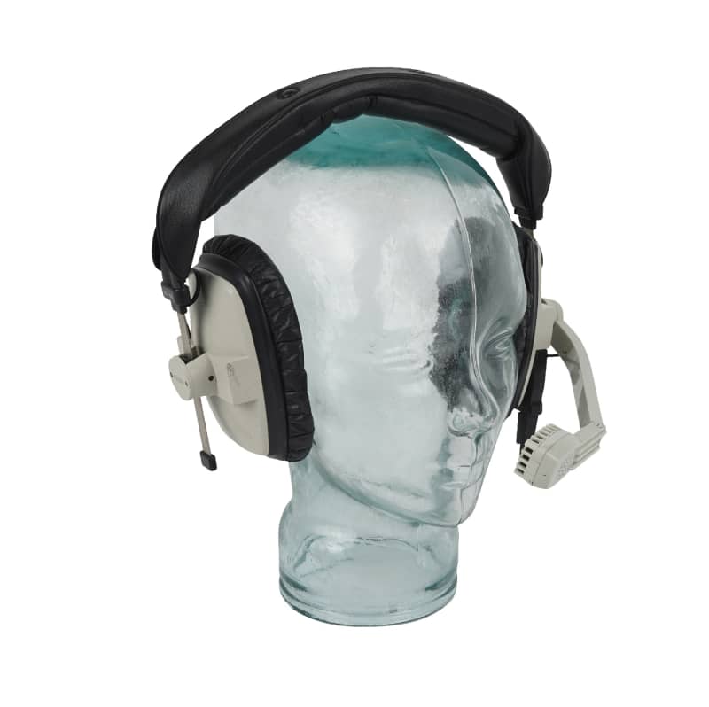 Chunky headsets with prominent stalk microphones