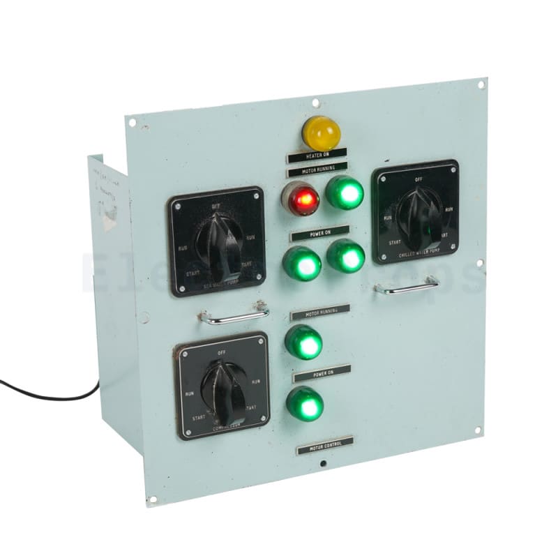 Non-practical navy control panels with large domed lamps & chunky rotary switches