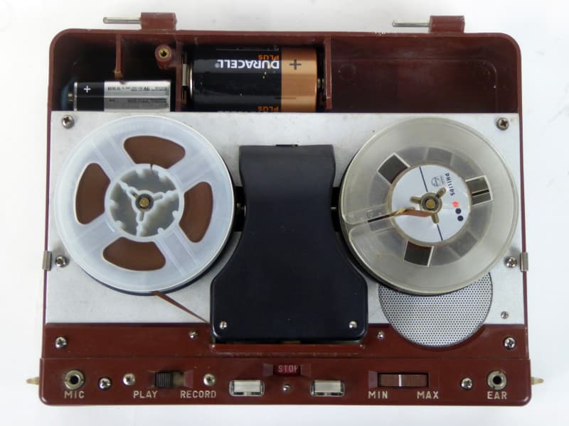 Practical 1960s miniature reel to reel tape recorder