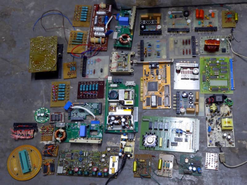 Assorted small printed circuit boards (PCBs)