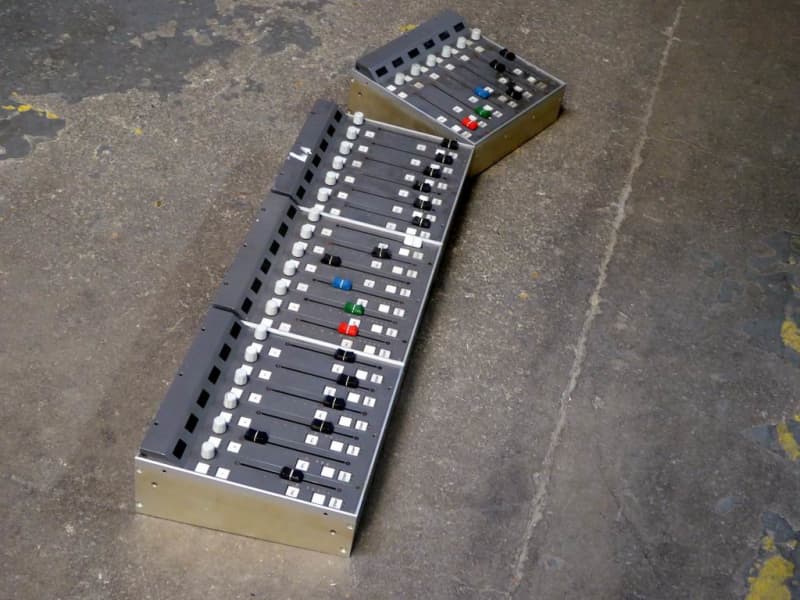Audio mixer modules with linear faders & square buttons
