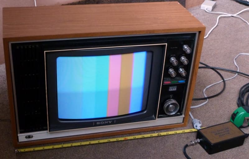 Practical 1970s Sony Trinitron TV in teak veneer