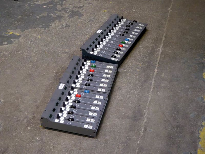 Audio mixer modules with linear faders & square buttons