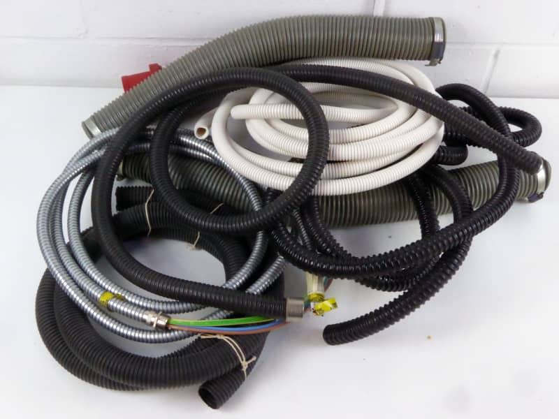 Assorted flexible crinkly cable conduit lengths