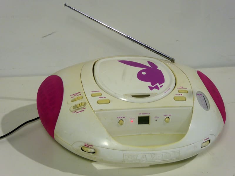 Practical portable CD player/ radio with Playboy logo