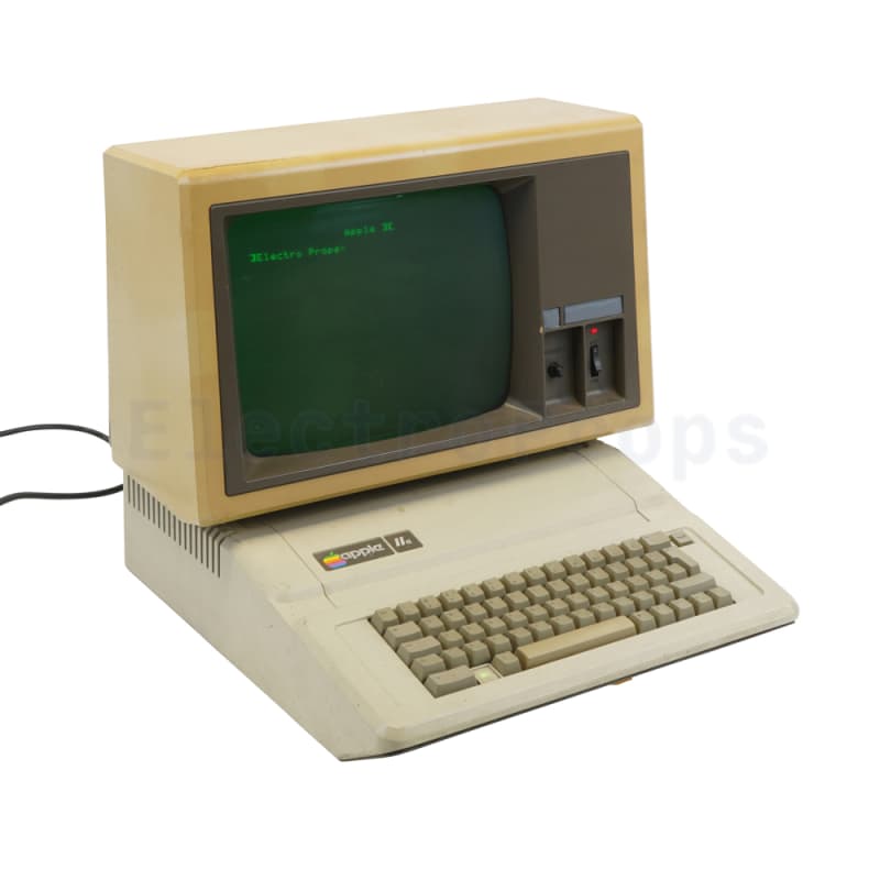 Practical Apple 2 computer from 1977 with green screen monitor