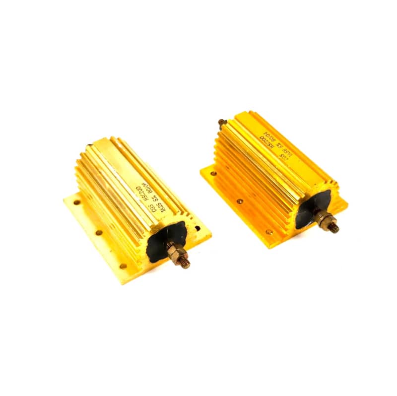 Gold technical looking power resistors for bench dressing