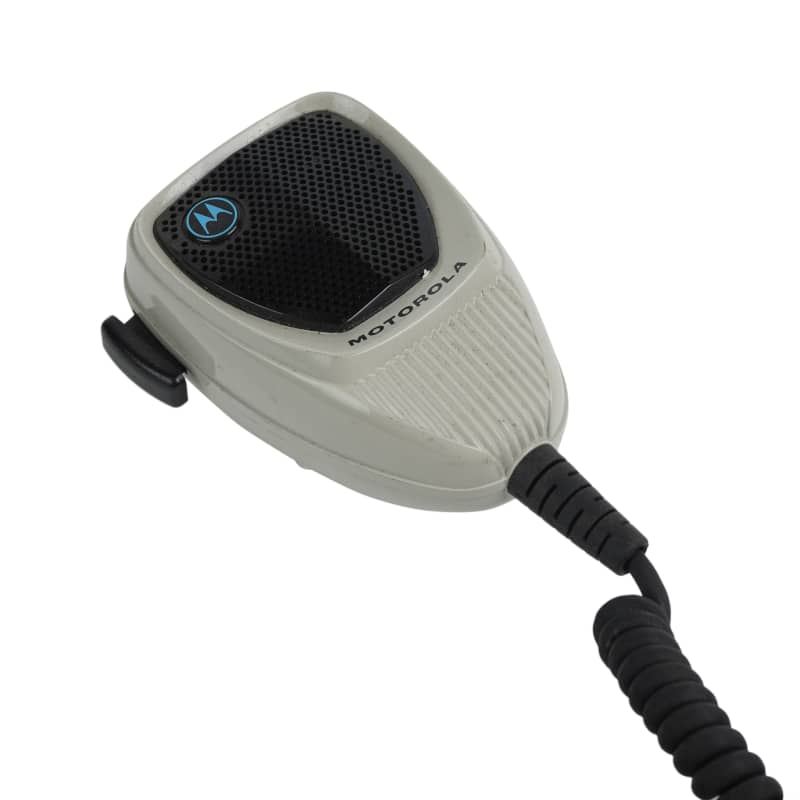 White Motorola fist Microphone