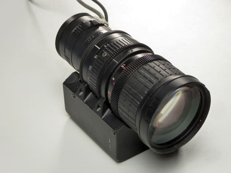 Large black motorised zoom CCTV camera lens