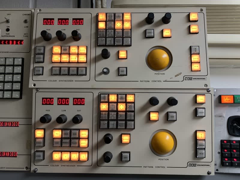 Practical technical control panels with illuminated buttons & yellow track balls