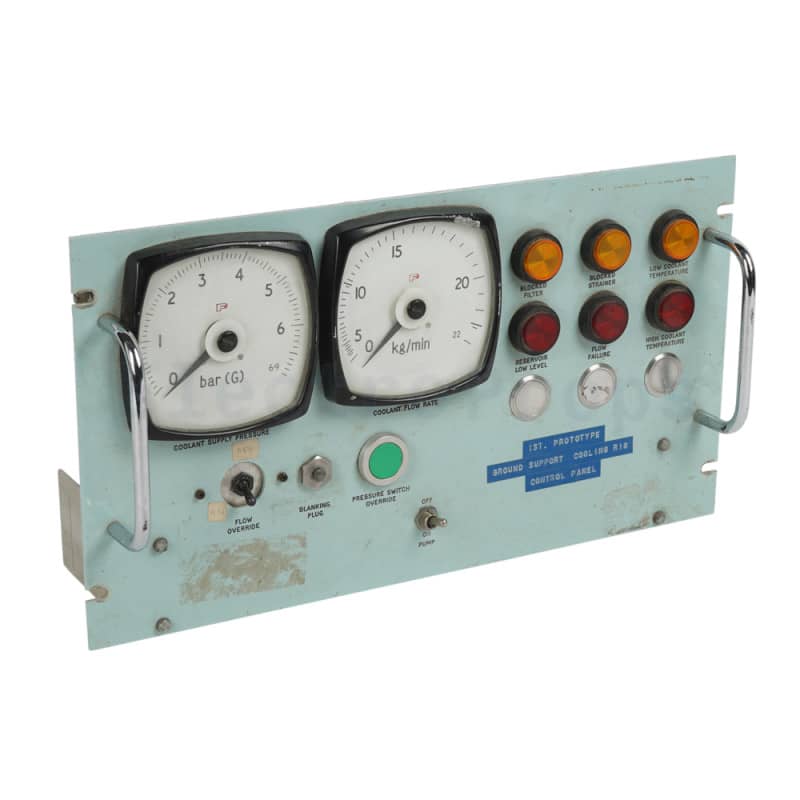 Non-practical rack mounting admiralty blue control panel with large analogue meters & lamps