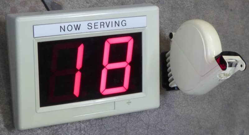 Queuing system counter/display & ticket dispenser