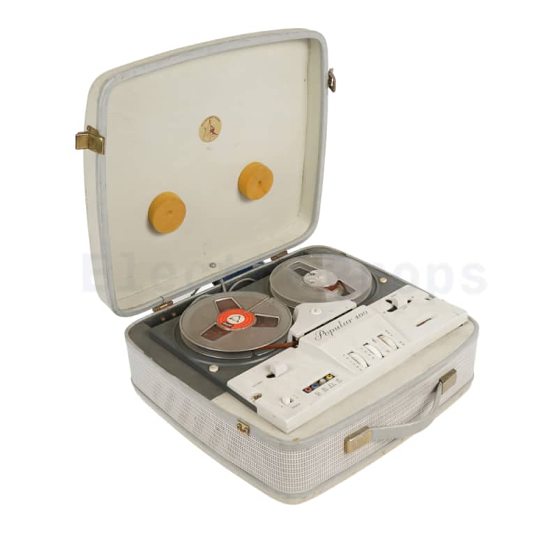 Practical portable Elizabethan reel to reel tape recorder with carrying handle & lid