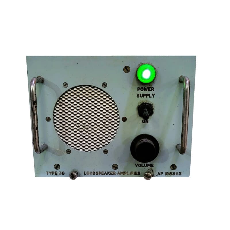 Practical industrial/military panel mounting loudspeaker with grill, switchable green lamp & knob