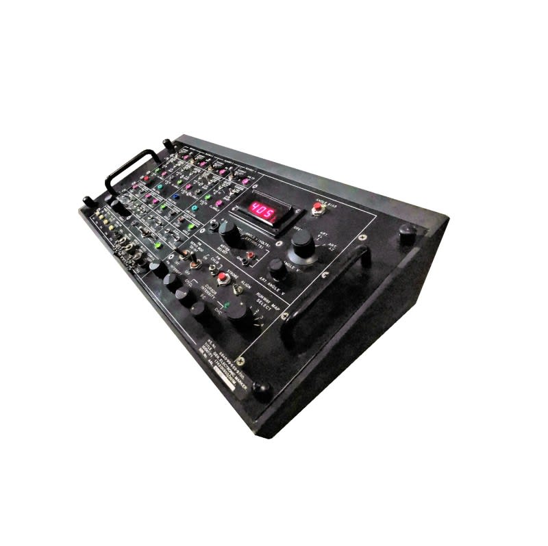 Practical sloping military radar control panel in black with LEDs & digital display
