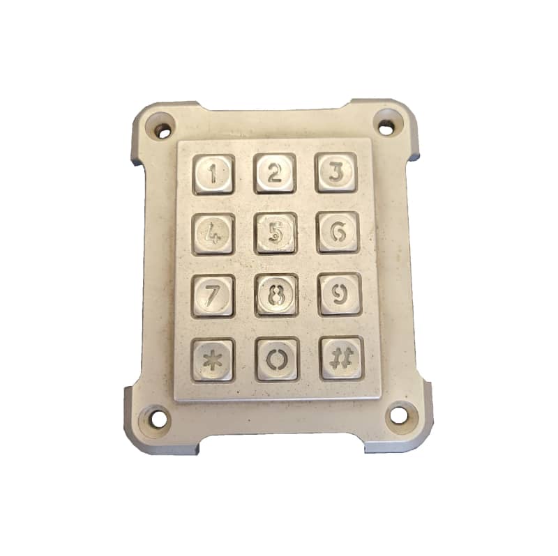 Silver vandal resistant security code entry keypad