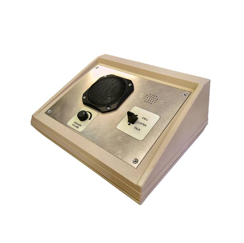 Desktop sloping front intercom speaker, switch, volume control & microphone