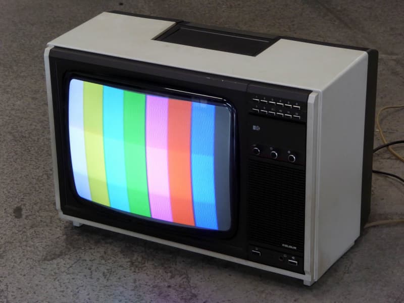 Practical portable 1980s Pye 15" colour TV Electro Props Hire