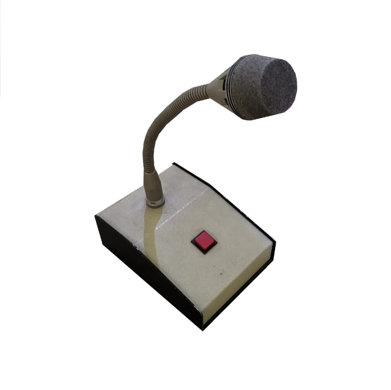 1980's Beige Desktop Microphone Console with red button