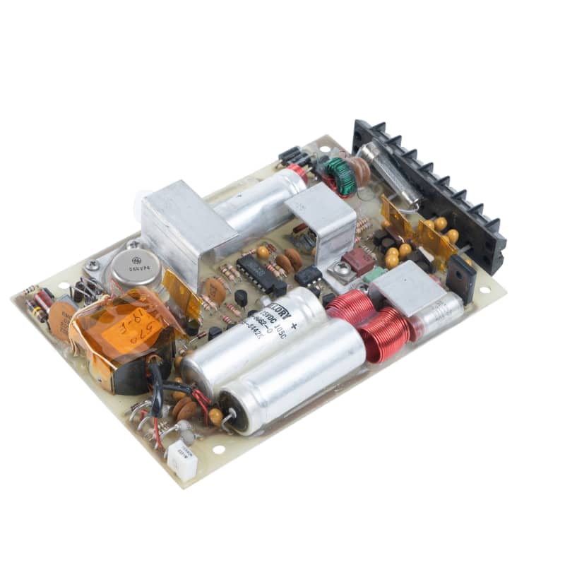 Power supply Printed Circuit Board with silver tubular components