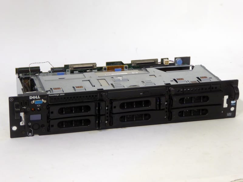 Black hi-tech looking Dell server front panels